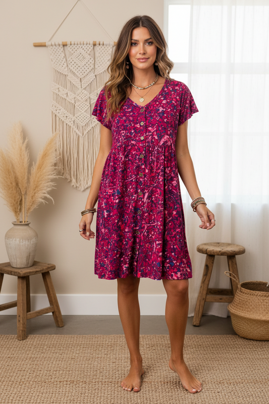 Heidi - Magenta Navy Texture