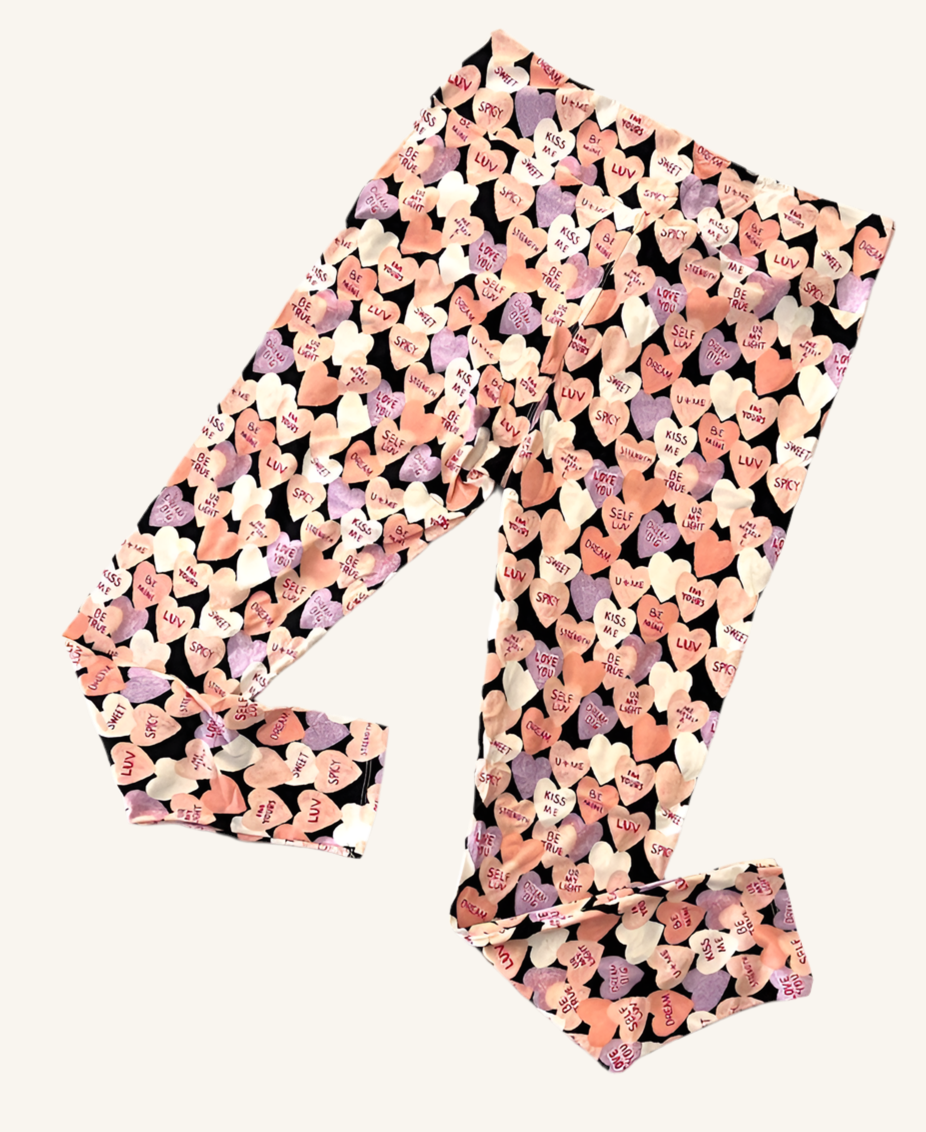 Leggings - Black Candy Hearts