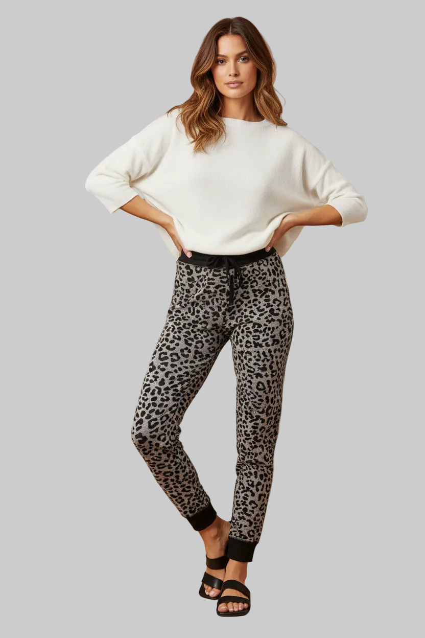 Jax Joggers - Heather Charcoal Black Cheetah Print