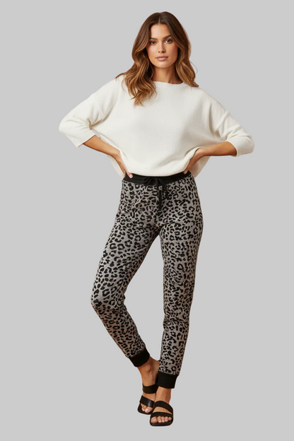 Jax Joggers - Heather Charcoal Black Cheetah Print