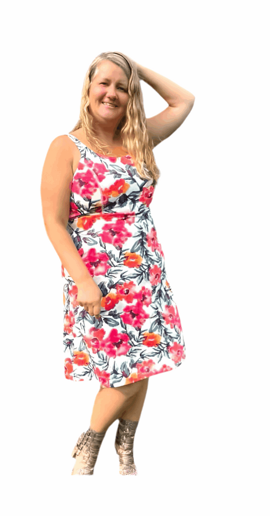 Navy - Cream Pink Watercolor Floral