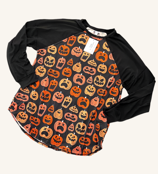 Halloween Erin - Black Orange Pumpkin Faces