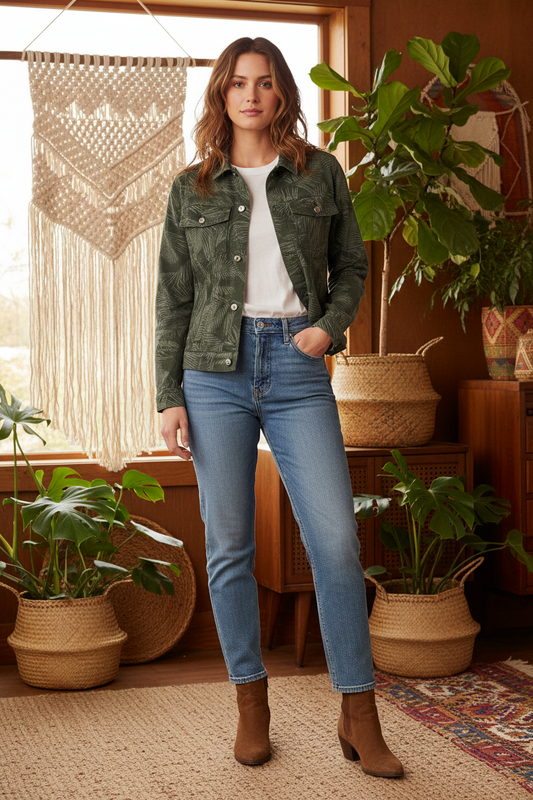 Kenny Denim Jacket - Green Palm