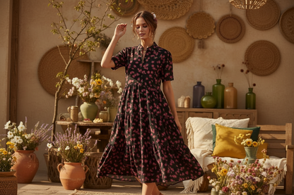 LuLaRoe Helene - Black Pink Ditsy Floral