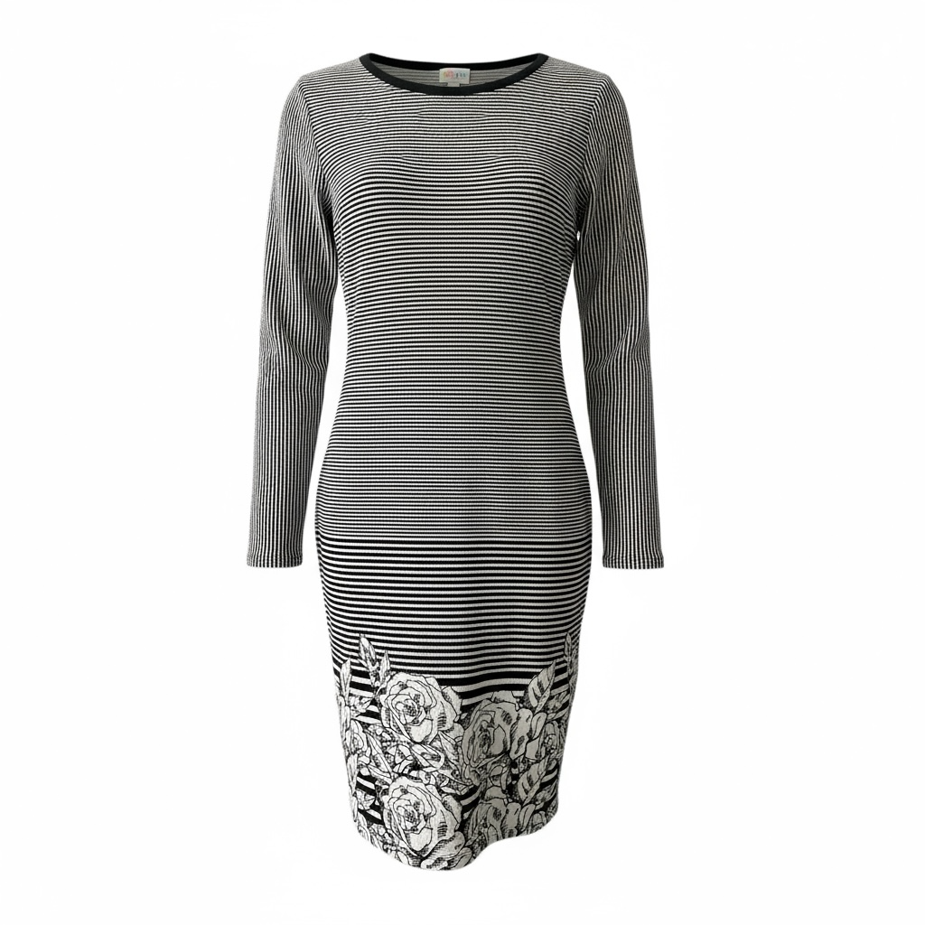 The LuLaRoe Debbie Dress - Black and White Roses