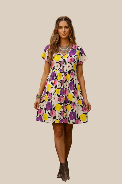 Heidi - White Purple Yellow Floral