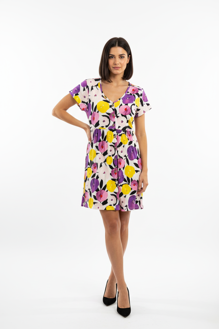 Heidi - White Purple Yellow Floral