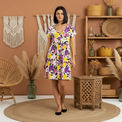 Heidi - White Purple Yellow Floral