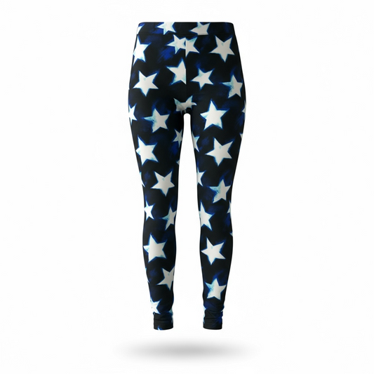 Leggings - Black Blue White Stars