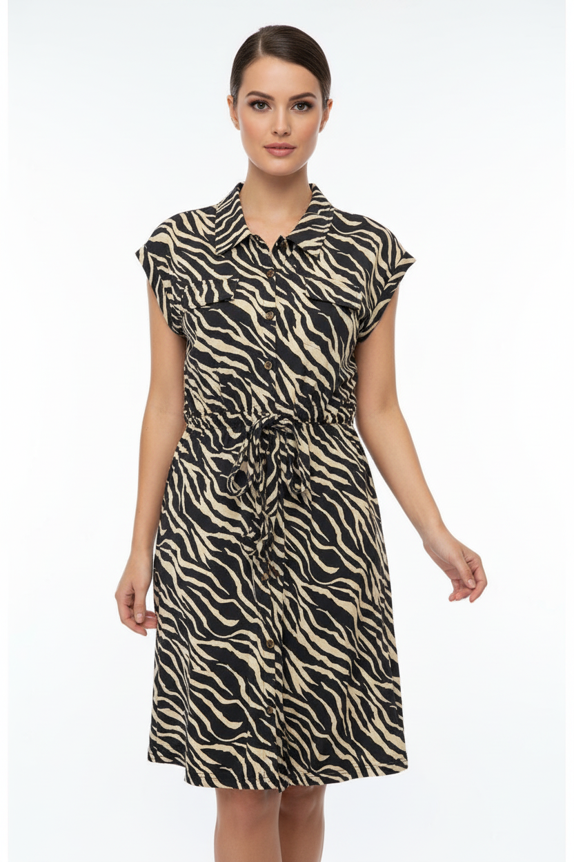 Stacie - Charcoal Tan Zebra Print