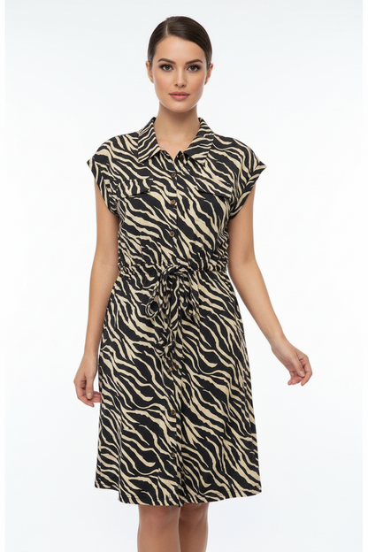 Stacie - Charcoal Tan Zebra Print