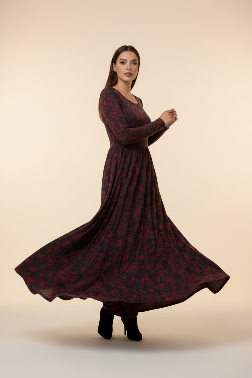 Ryane - Black Burgundy Floral