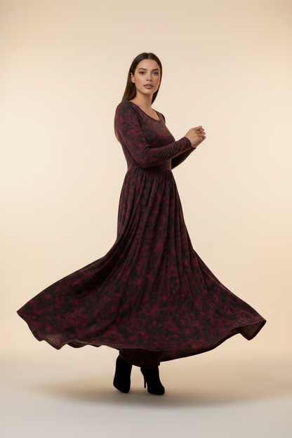 Ryane - Black Burgundy Floral