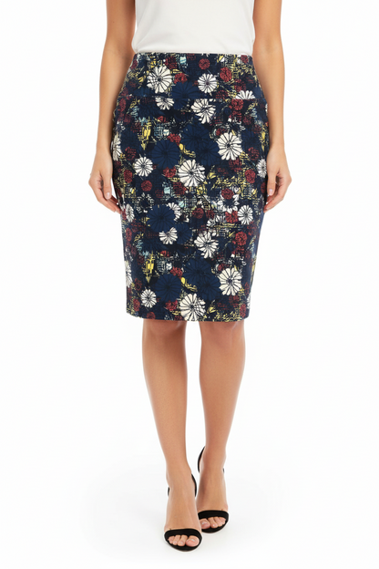 Cassie Pencil Skirt - Navy Floral