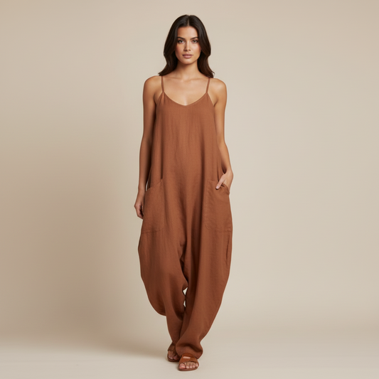 Bridget Lounge Jumpsuit - Solid Cappuccino Brown