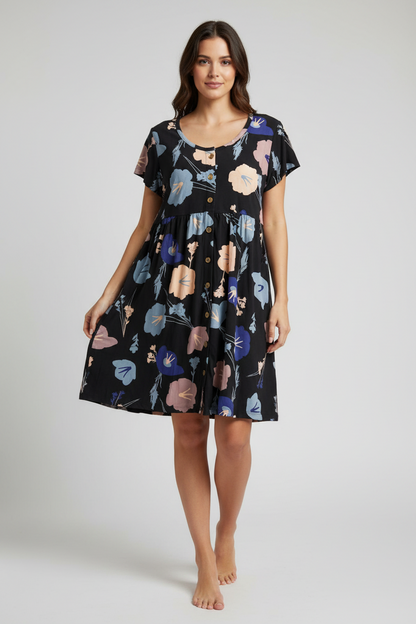 Heidi - Black Purple Mauve Floral