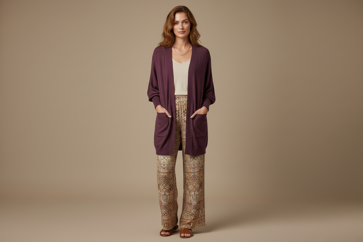 Kennedy Cardigan - Solid Grape Wine