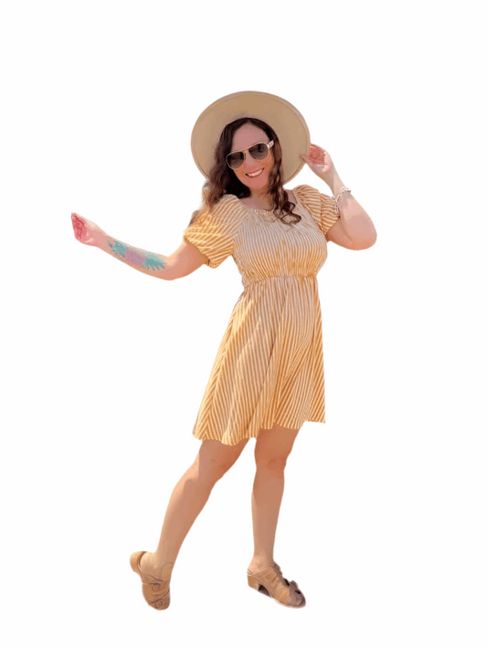 Alina - Yellow White Vertical Stripe