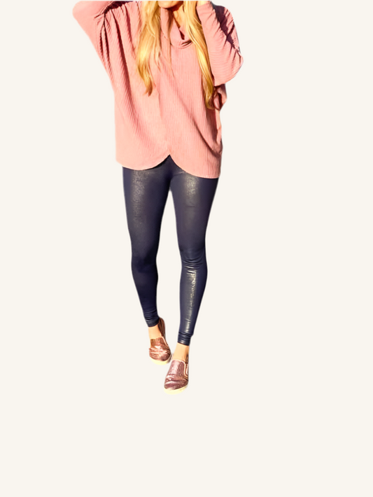Solid, black, faux, leather leggings by LuLaRoe ￼