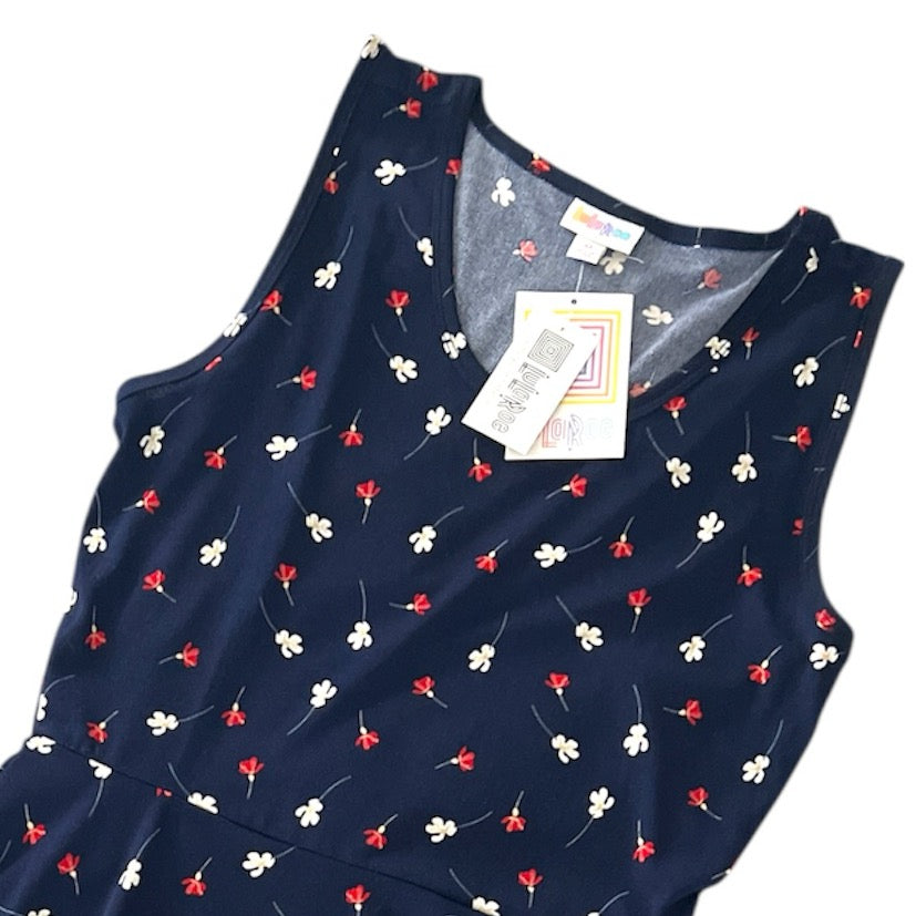 Nicki A- Line Dress - Red White and Blue Floral