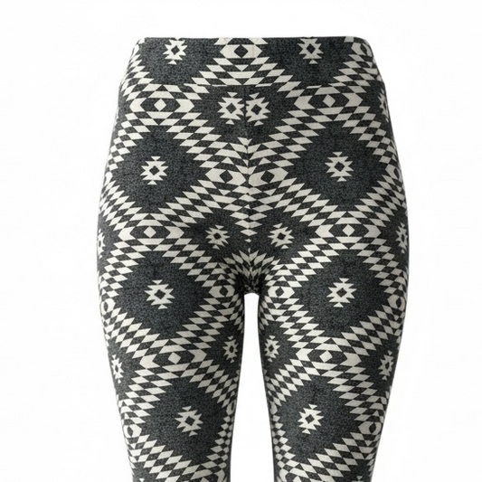 Leggings - Gray White Geo