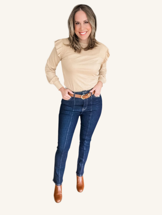 Seamed Denim - Capri Wash Denim