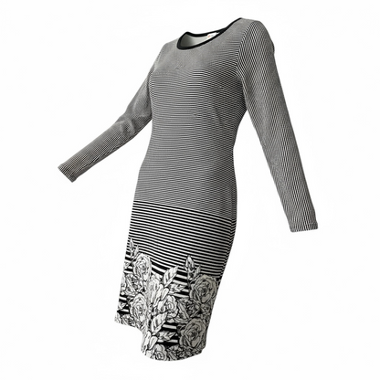 The LuLaRoe Debbie Dress - Black and White Roses