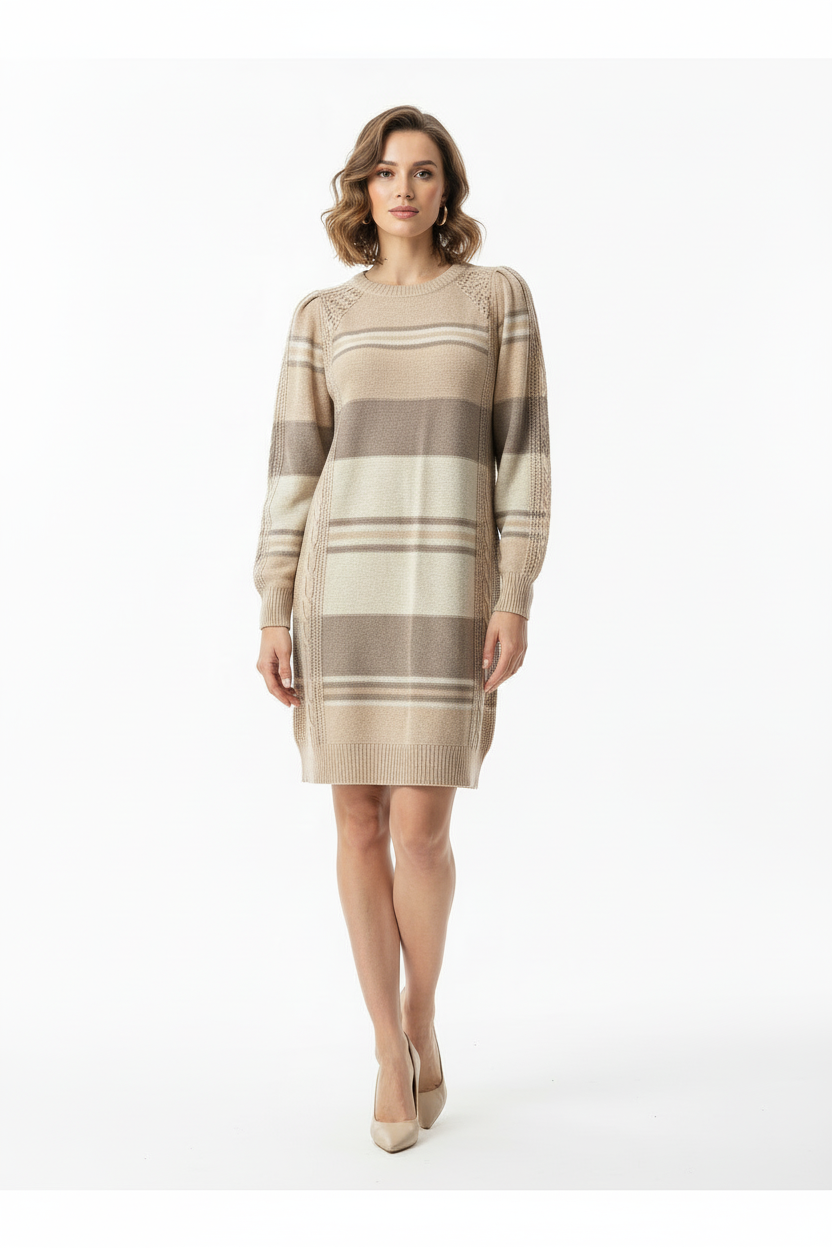 Lauren - Tan Cream Variegated Stripe
