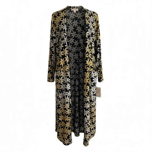 Elegant - LuLaRoe Sarah - Black Silver Gold Flower