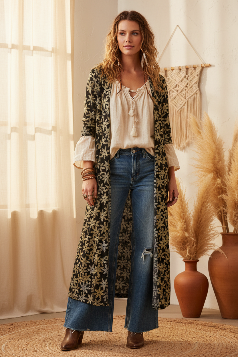 Elegant - LuLaRoe Sarah - Black Silver Gold Flower