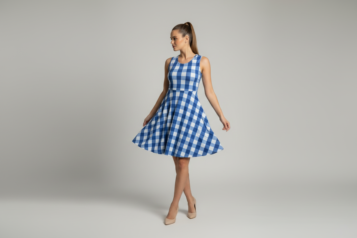 Nicki - Blue White Check