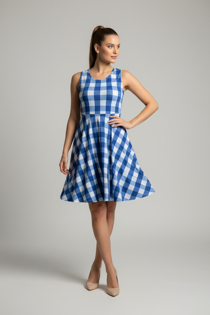 Nicki - Blue White Check