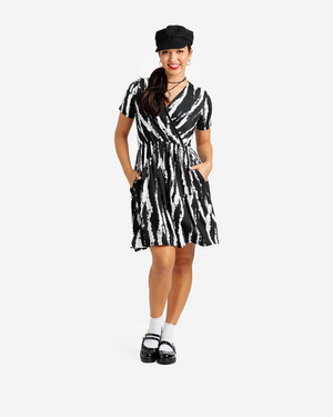 Chantale - Black White Distress Zebra Print