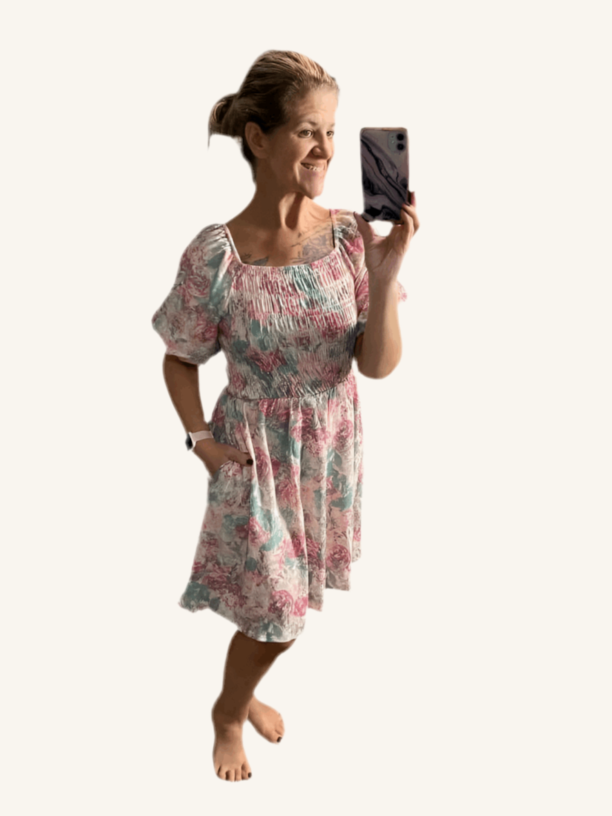 Alina Nap Dress - Pink Teal Floral