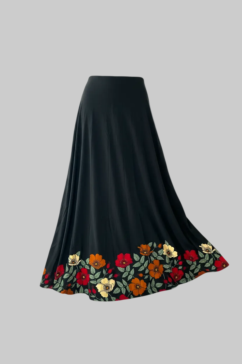 Vintage LuLaRoe Maxi Skirt - Black and Red Floral