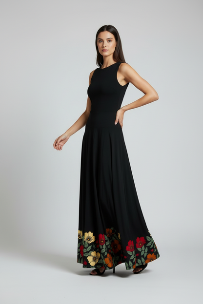 Vintage LuLaRoe Maxi Skirt - Black and Red Floral