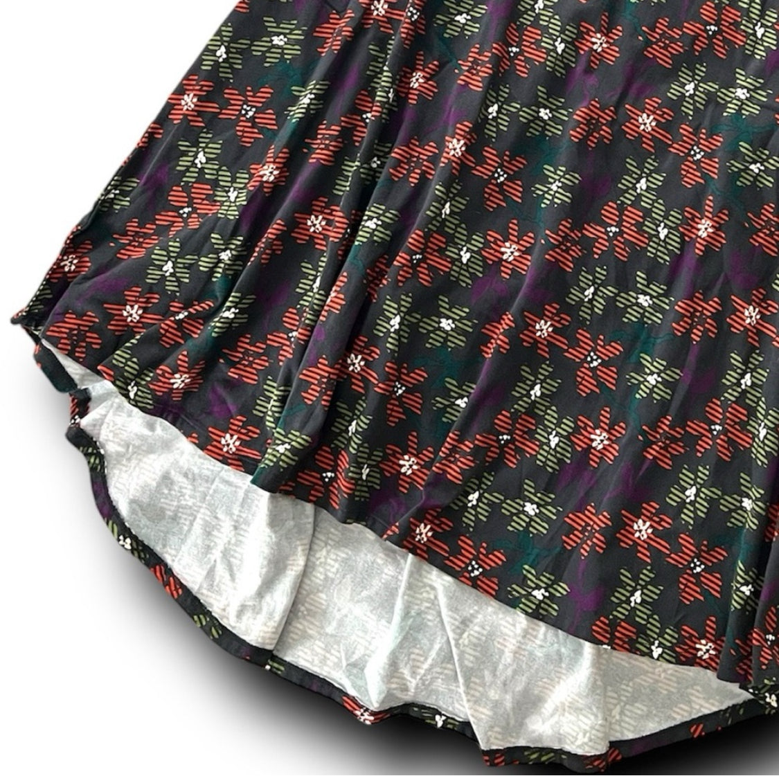 LuLaRoe Carly - Black with Red and Green Flowers