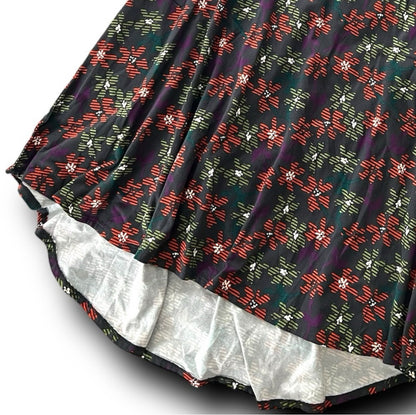 LuLaRoe Carly - Black with Red and Green Flowers