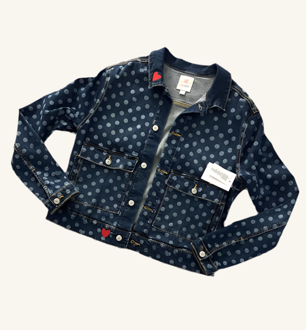 LuLaRoe Kenny jacket. Polkadots. Red hearts. ￼