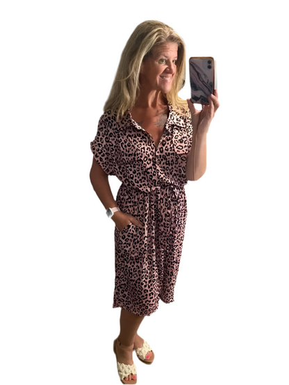 Stacie - Pink Black Cheetah Print