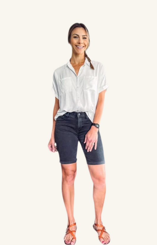 Bermuda Denim Shorts - Black Luxor Wash