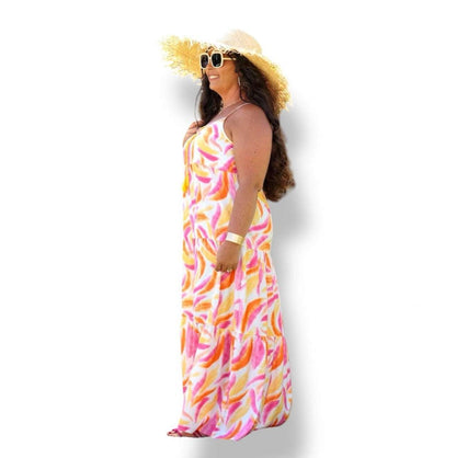 Resort Carina - White Pink Orange Asbtract Print