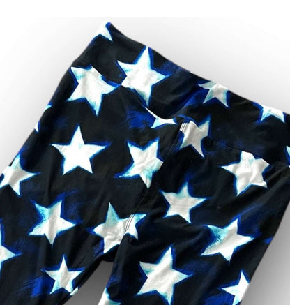 Leggings - Black Blue White Stars