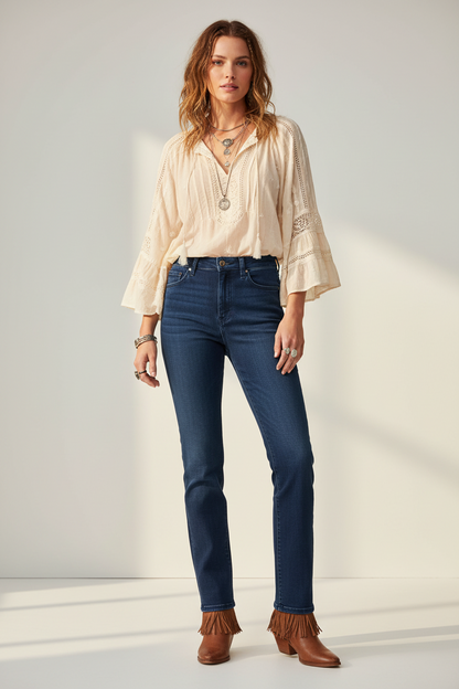 High Rise Slim Straight - Retro Denim