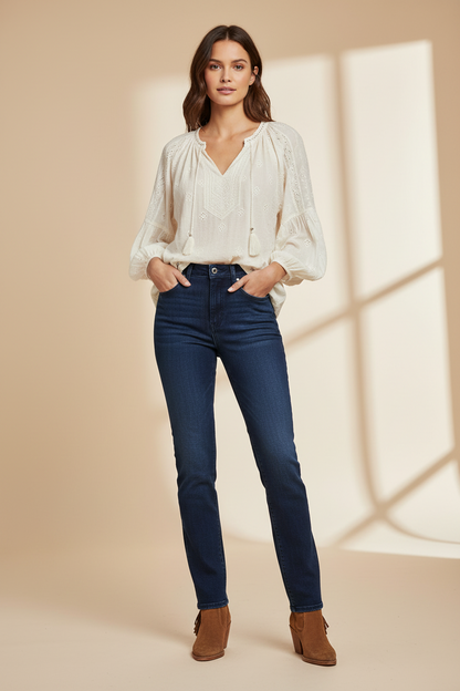 High Rise Slim Straight - Retro Denim