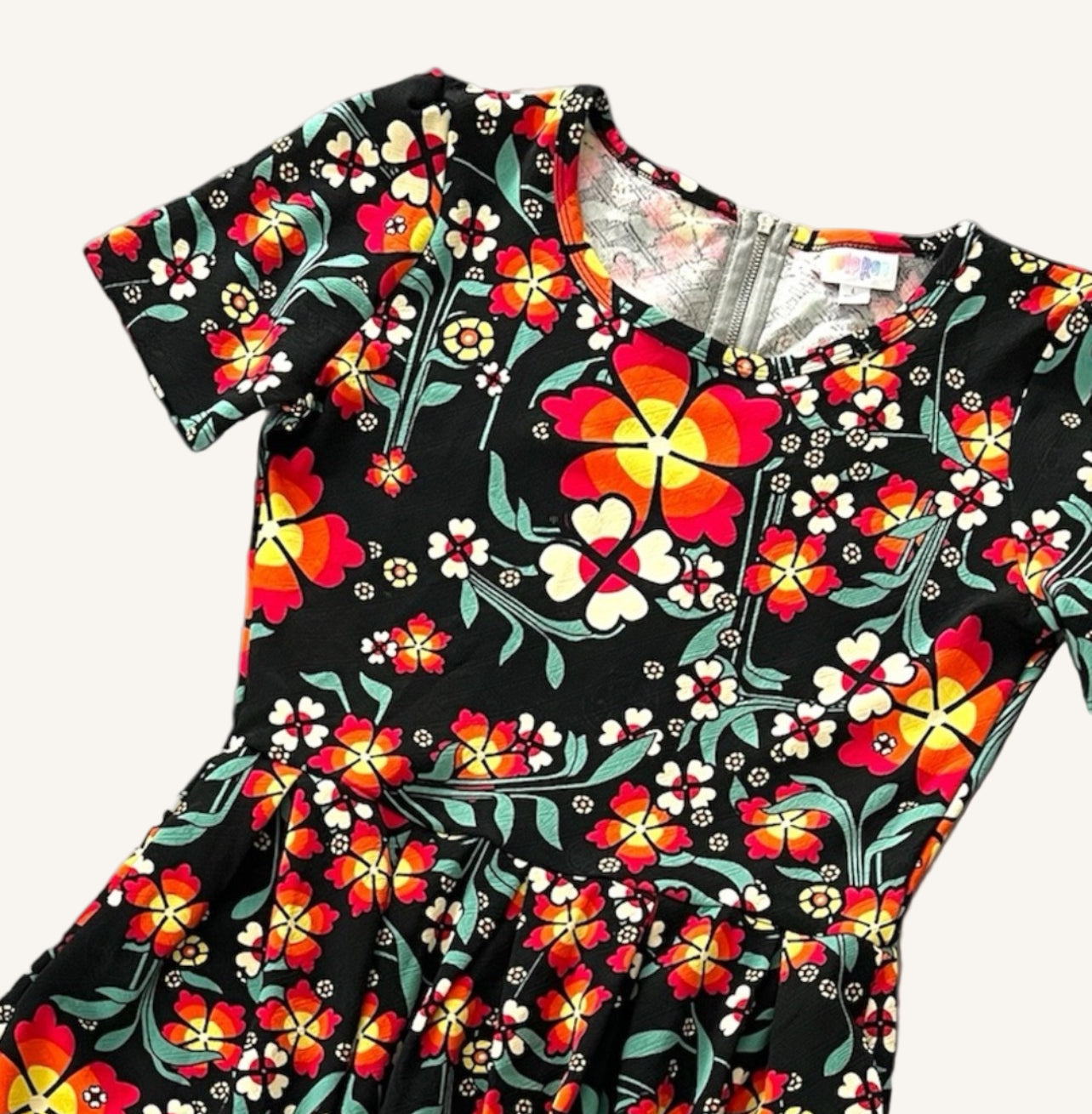 LuLaRoe Amelia dress. Black and orange floral. 