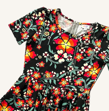 LuLaRoe Amelia dress. Black and orange floral. 