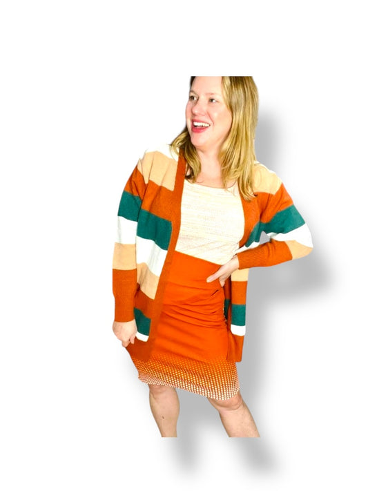 Peyton - Brown Green Block Stripe