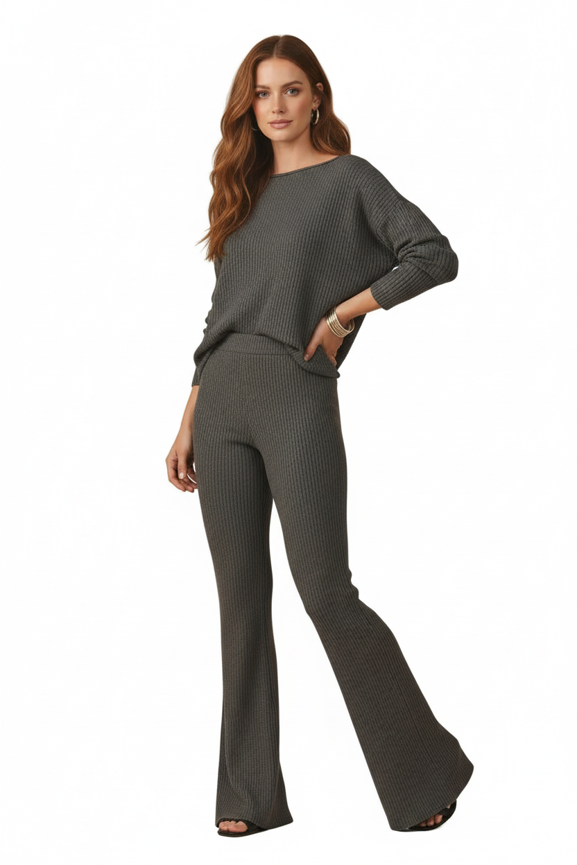 Kylie - Solid Pavement Charcoal Stretch Cord