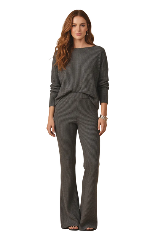 Kylie - Solid Pavement Charcoal Stretch Cord